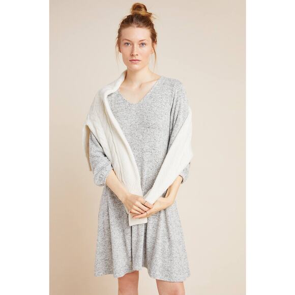 Anthropologie Saturday Sunday Demeter Hacci Mini Dress Size Medium Grey Soft - Picture 4 of 16